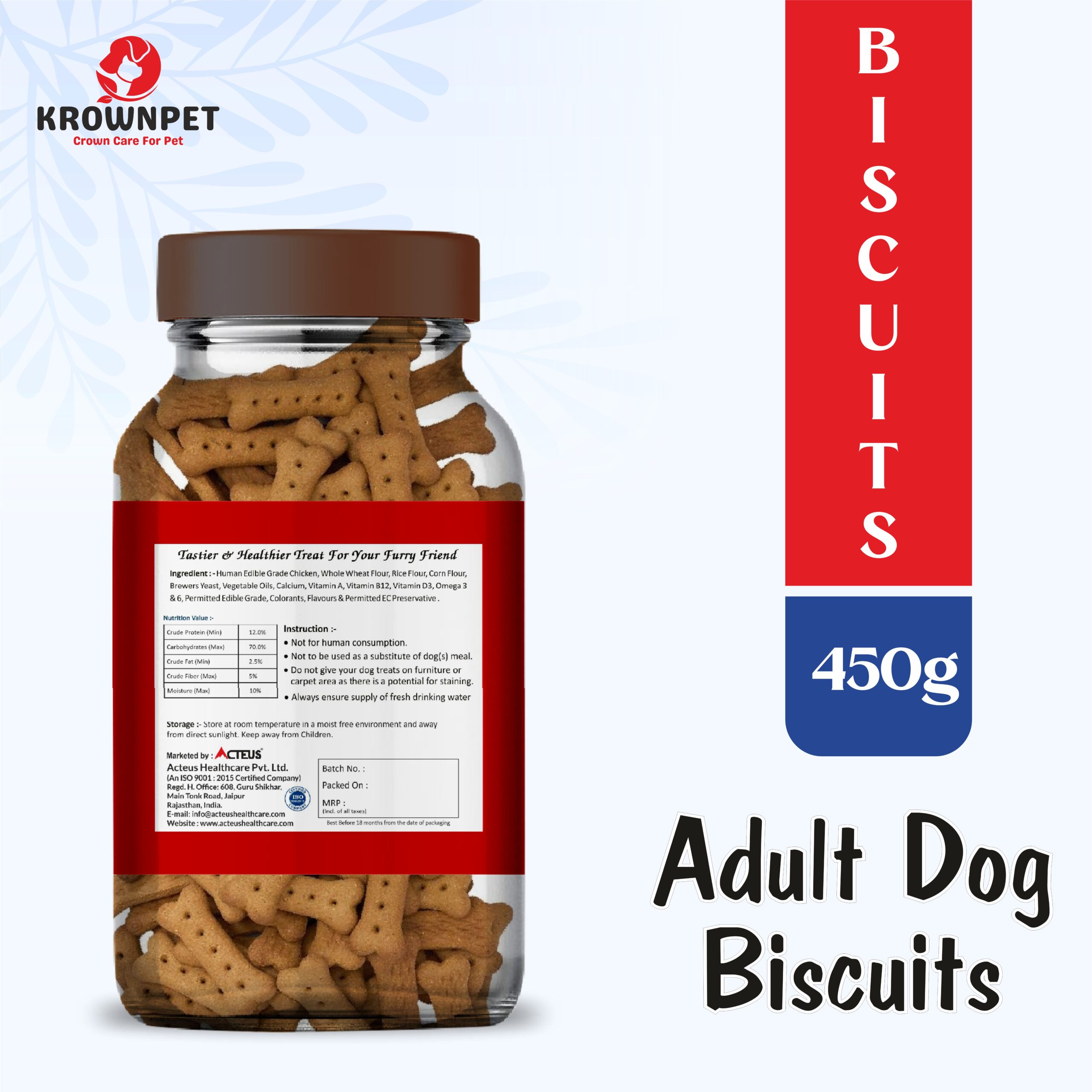 KROWN PET™ Adult Dog Biscuits – 450 g - Image 2
