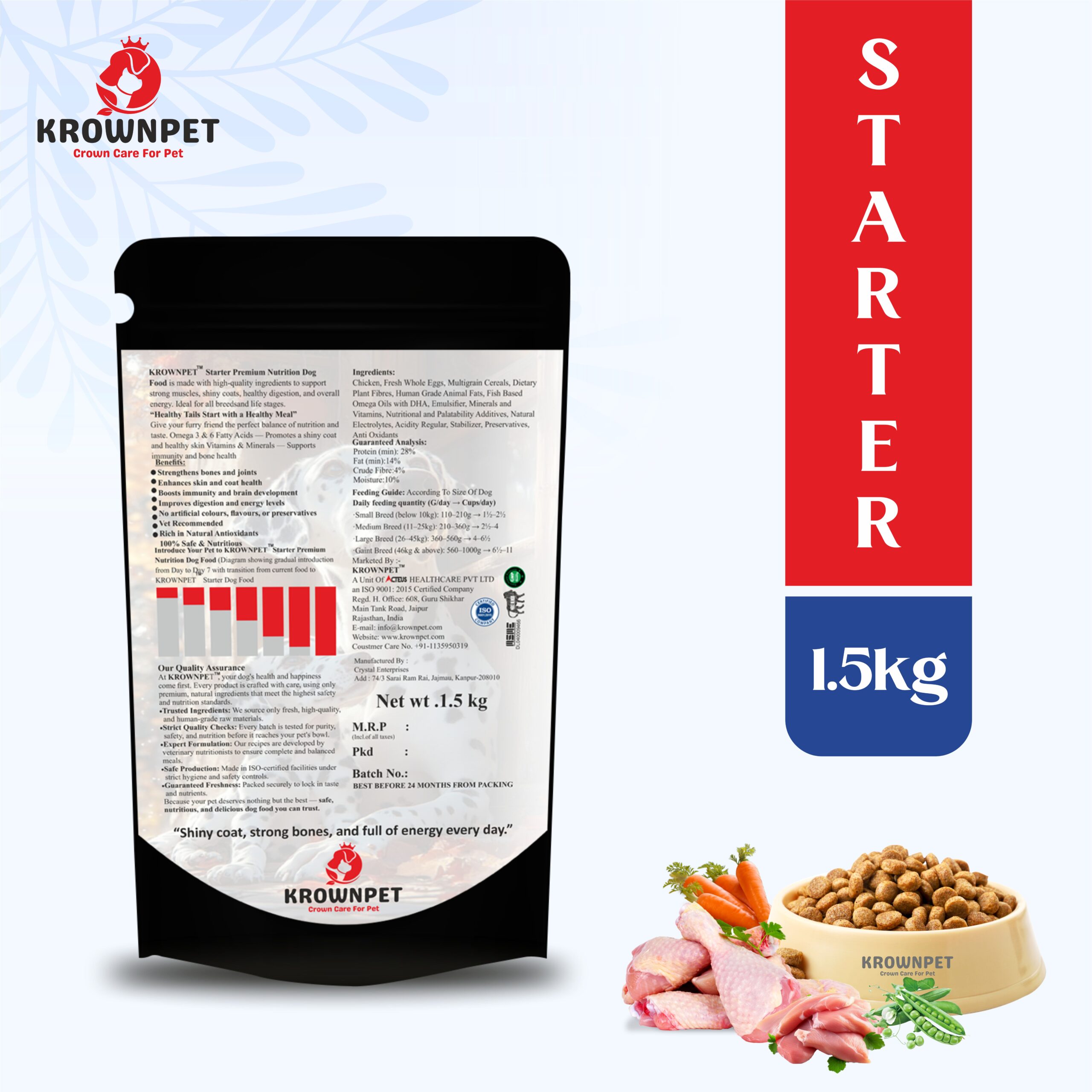 KROWN PET™ Starter Premium Nutrition Dog Food- 1.5kg - Image 2