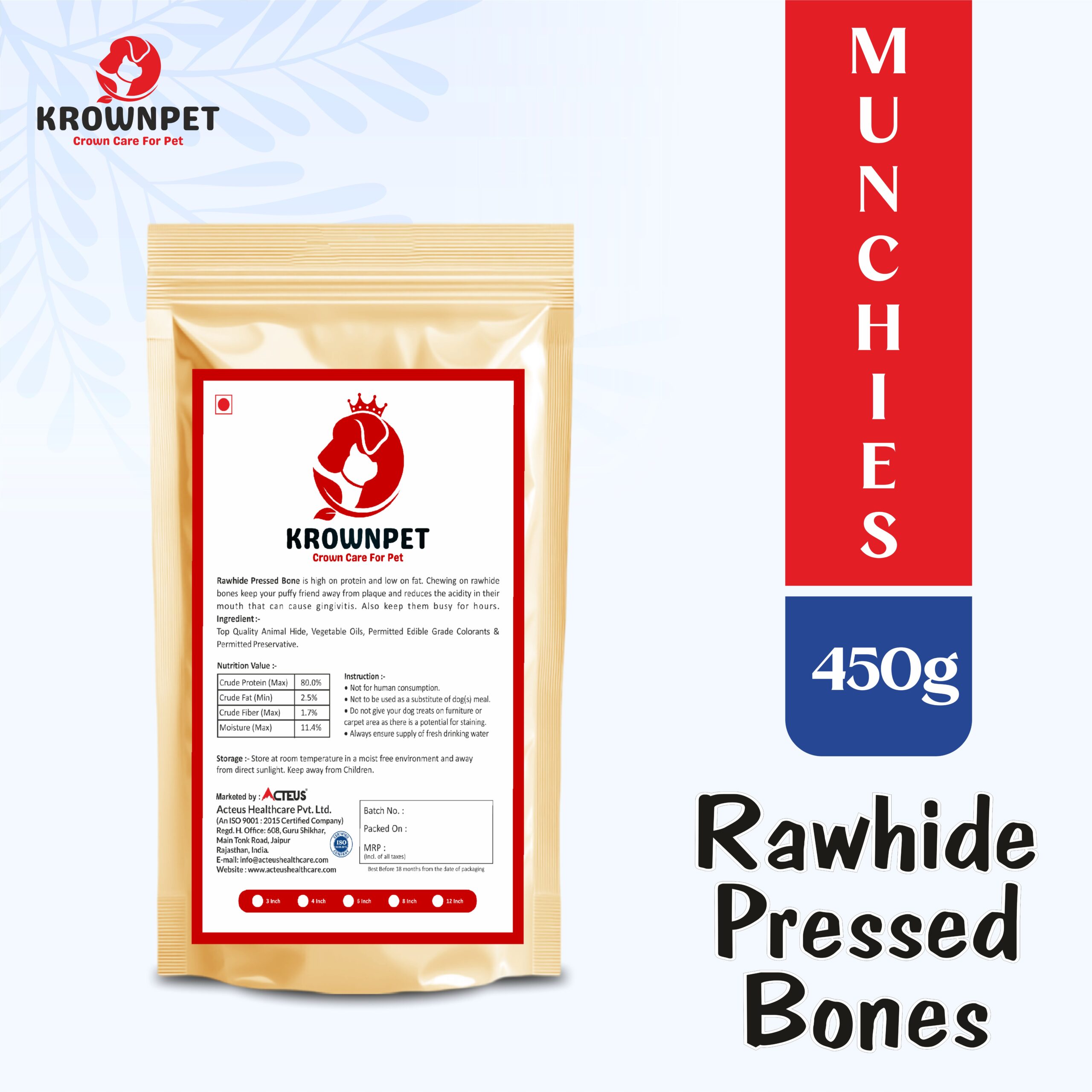 KROWN PET™ Rawhide Pressed Bones – 450g - Image 2